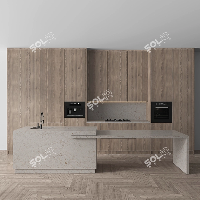 Modern Kitchen with Appliances 3D model image 3