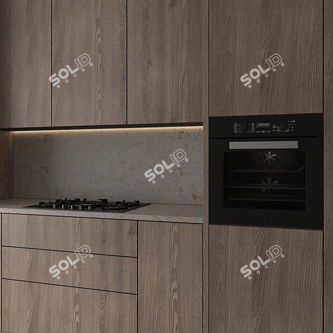 Modern Kitchen with Appliances 3D model image 4