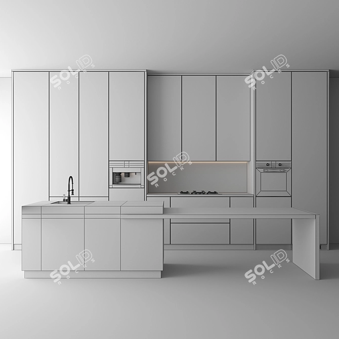 Modern Kitchen with Appliances 3D model image 6