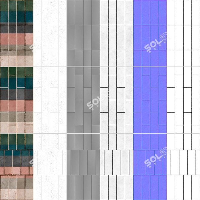 Amazonia Seamless Ceramic Tile Set 3D model image 5