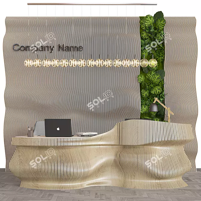 Modern Office Reception Desk Set 3D model image 1