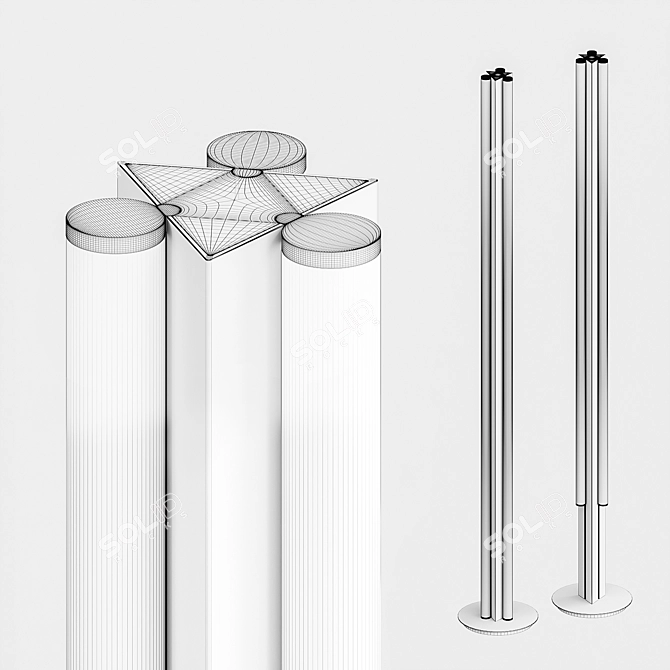 Minimalist Dreispitz Floor Lamp 3D model image 2