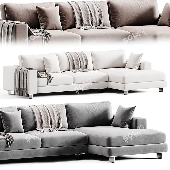 Modern Fabric Sectional Sofa Set 3D model image 3