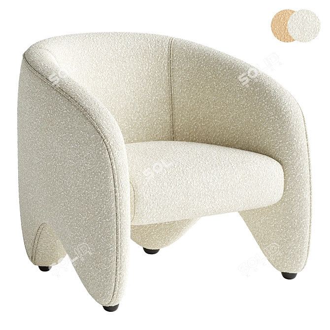 Modular Fabric Armchair YUZU 3D model image 2