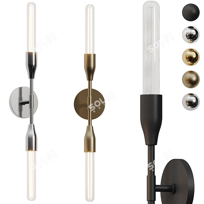 Modern 2-Light Wall Sconce Artfully Illuminates 3D model image 1