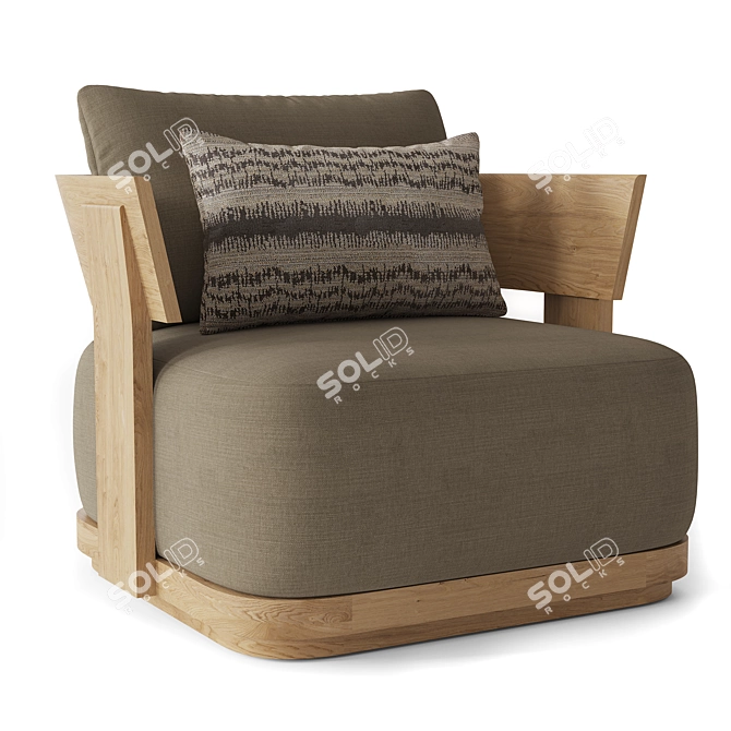 Restoration Hardware Solaro Teak Lounge Chair 3D model image 1