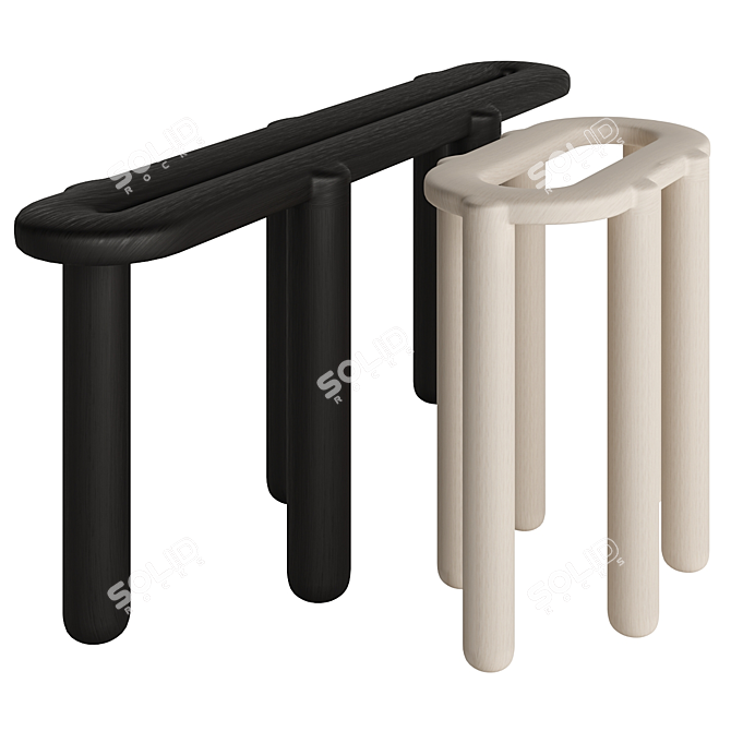 Elegant Bone Stool Collection 3D model image 1