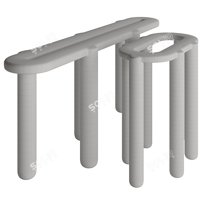 Elegant Bone Stool Collection 3D model image 2