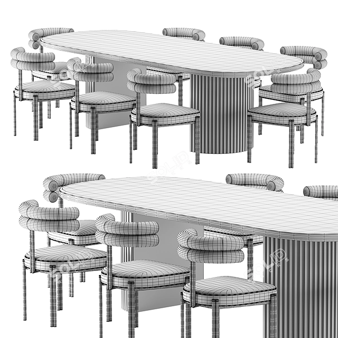  Modern Dining Set with Chair & Table 3D model image 2