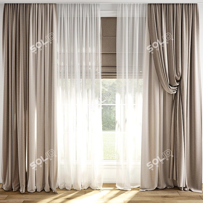  3D Curtain Model Kit 3D model image 1