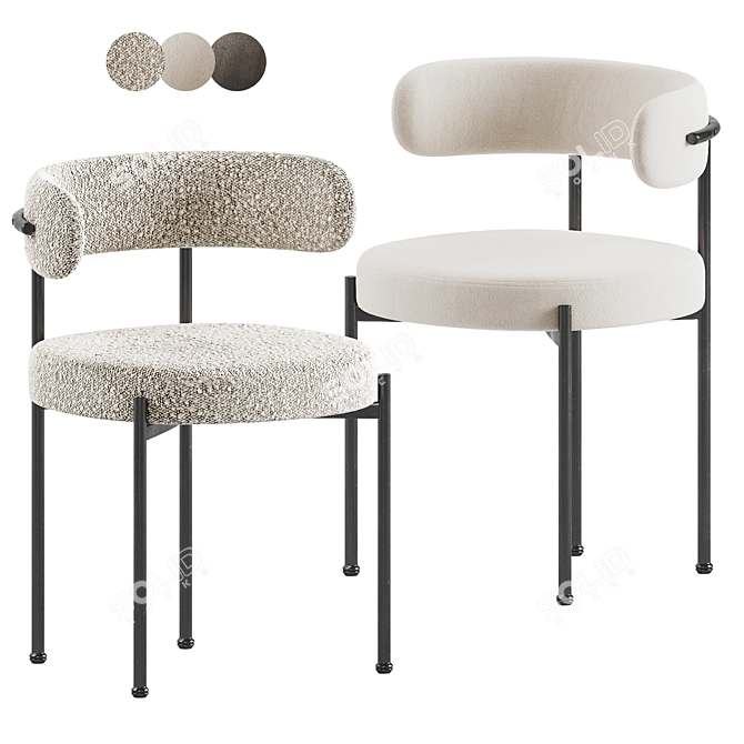 Cb2 Inesse Dining Chair Boucle 3D model image 2