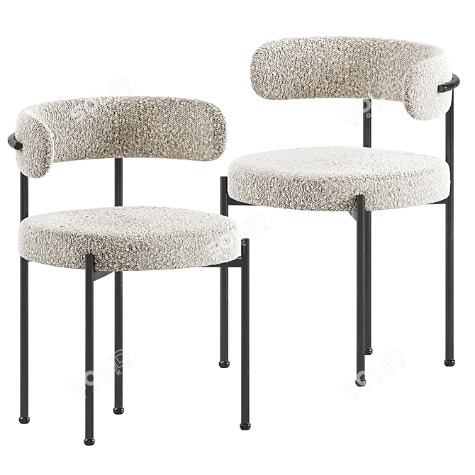 Cb2 Inesse Dining Chair Boucle 3D model image 5