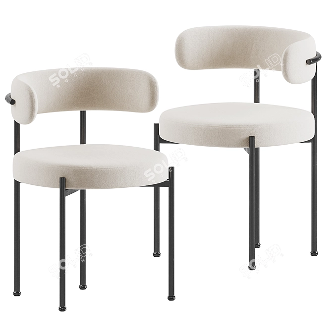 Cb2 Inesse Dining Chair Boucle 3D model image 6