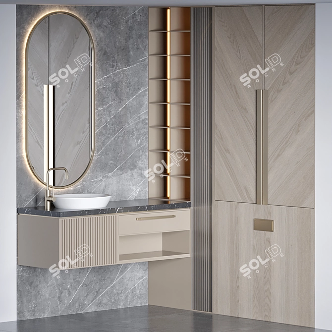 Modern Bathroom Furniture Set 3D model image 1