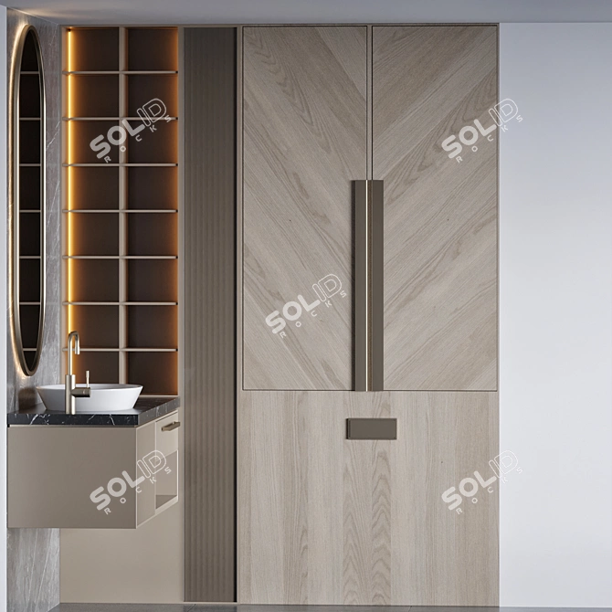 Modern Bathroom Furniture Set 3D model image 2