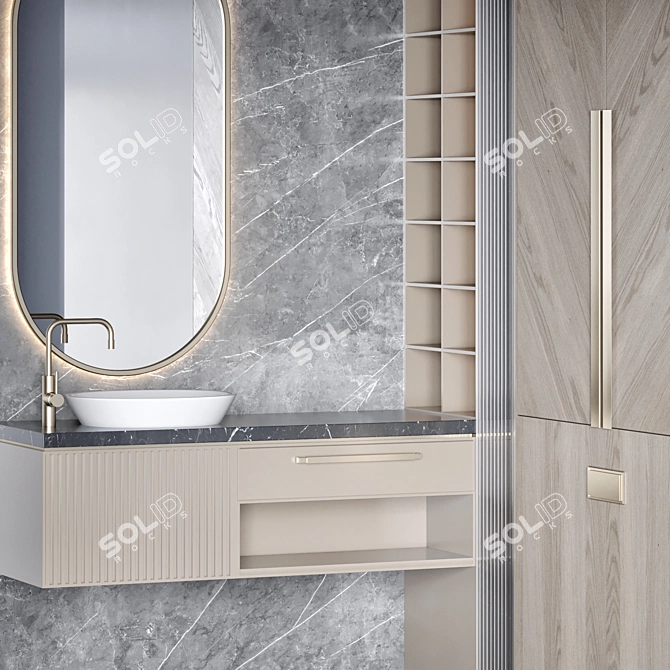 Modern Bathroom Furniture Set 3D model image 4