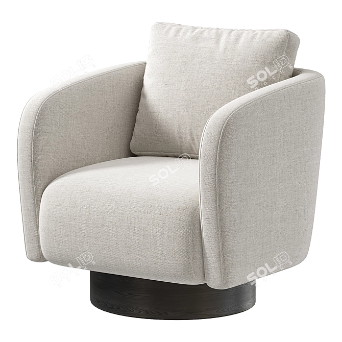 Luxurious Velvet Armchair By Stylish Club 3D model image 1