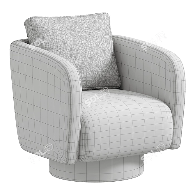 Luxurious Velvet Armchair By Stylish Club 3D model image 4