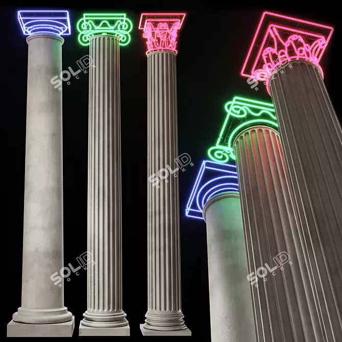 Designer Neon-Lit Columns 3D model image 1