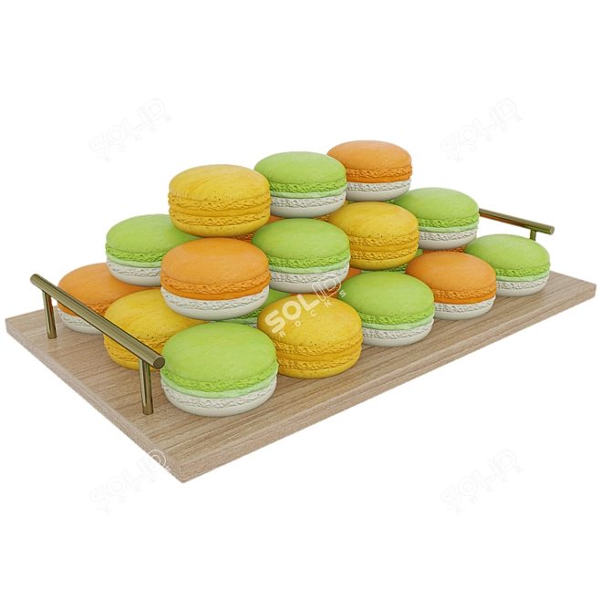 Colorful Macaroon Tray with 3 Varieties 3D model image 3