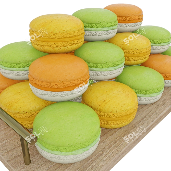 Colorful Macaroon Tray with 3 Varieties 3D model image 5