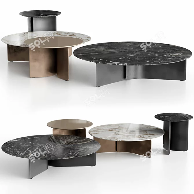 Customizable Coffee Tables: WAVE Collection 3D model image 1