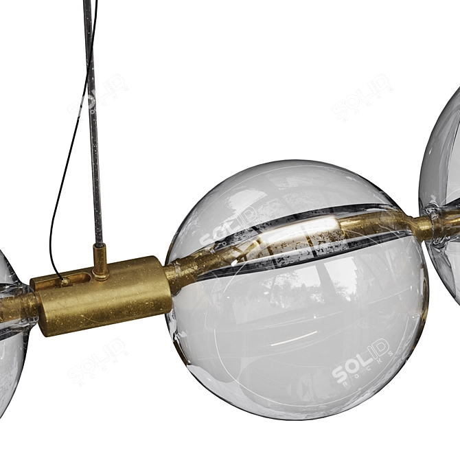 Handmade Brass LED Chandelier 3D model image 3