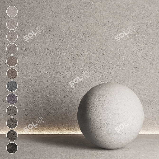 Seamless Textured Decorative Plaster Kit 3D model image 2