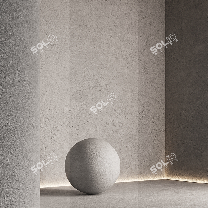 Seamless Textured Decorative Plaster Kit 3D model image 3