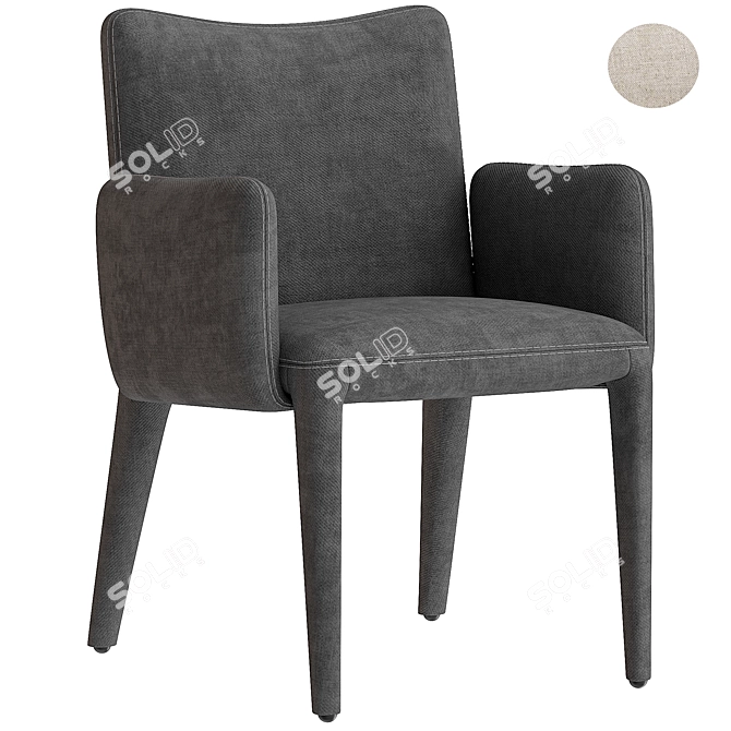 Monza Dining Armchair in Heritage Graphite 3D model image 1