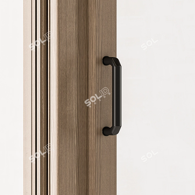 Modern Wood Glass Door Set 3D model image 2