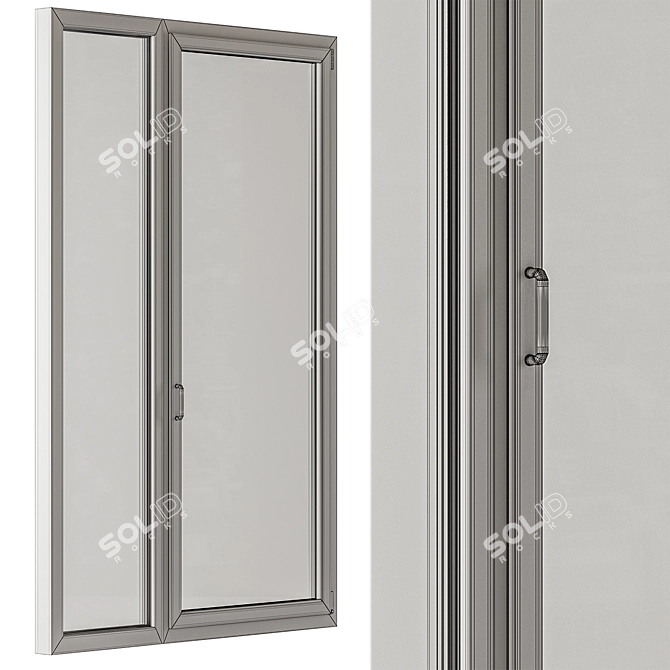 Modern Wood Glass Door Set 3D model image 4