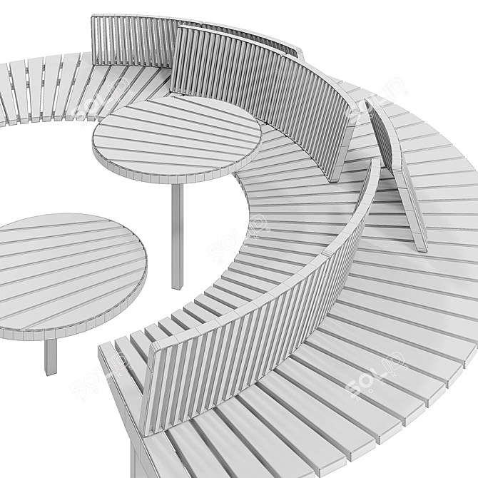 Circular Park Bench Set - LAGO Collection by mmcité 3D model image 4