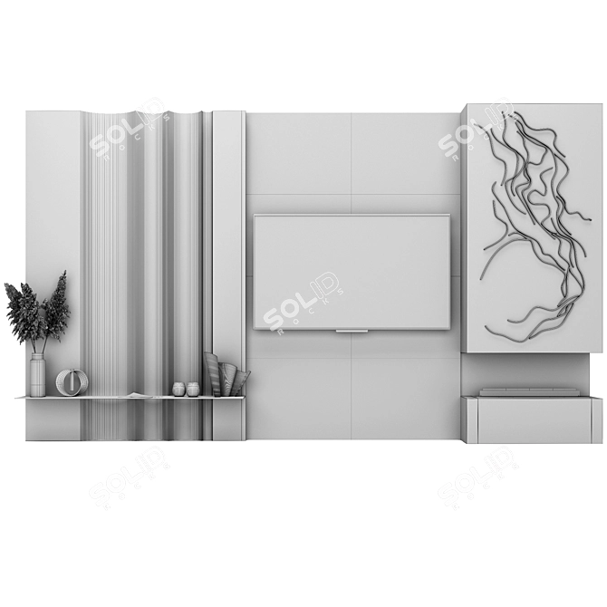 Modern Style TV Wall with Bio-Fireplace 3D model image 4