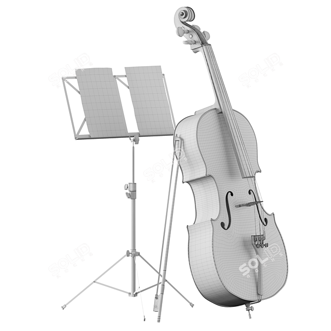  Quality Wood Cello with Stand. 3D model image 6