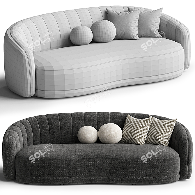 Elegant Linda Ivory Boucle Seating 3D model image 3