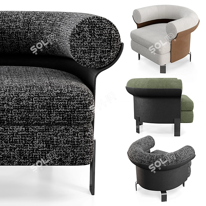 Elegant Mattia Armchair By Minotti 3D model image 2