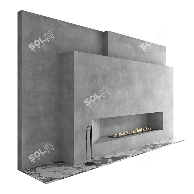 Elegant Biofireplace Wall Set 3D model image 2