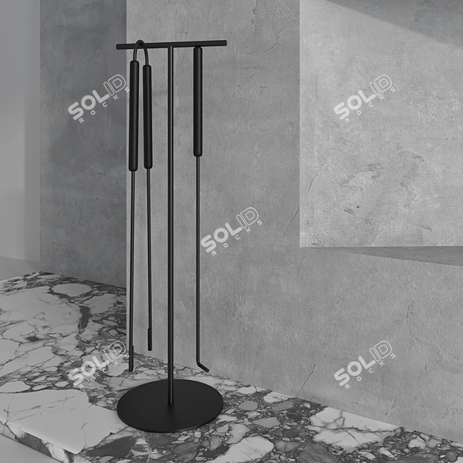 Elegant Biofireplace Wall Set 3D model image 4