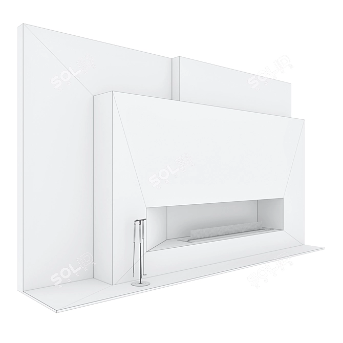 Elegant Biofireplace Wall Set 3D model image 6