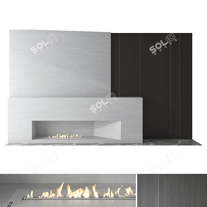 Contemporary Fireplace Wall Set 3D model image 1