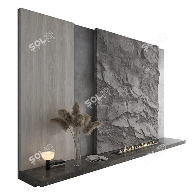 Modern Fireplace Wall Set 55 3D model image 2