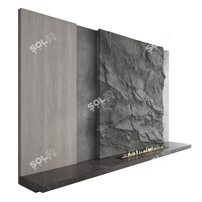 Modern Fireplace Wall Set 55 3D model image 8