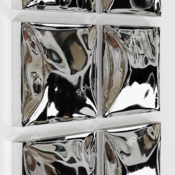 Reflective Stainless Steel Wall Sculpture 3D model image 3