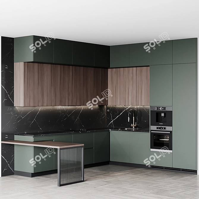 Customizable Modern Kitchen 255 3D model image 1
