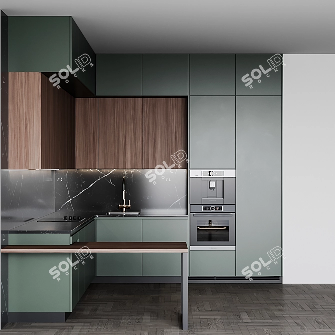 Customizable Modern Kitchen 255 3D model image 3