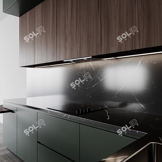 Customizable Modern Kitchen 255 3D model image 4