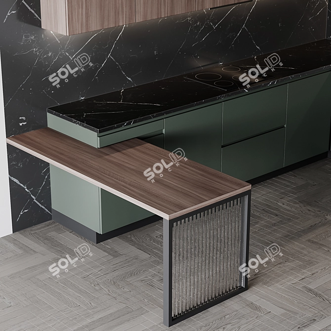 Customizable Modern Kitchen 255 3D model image 6