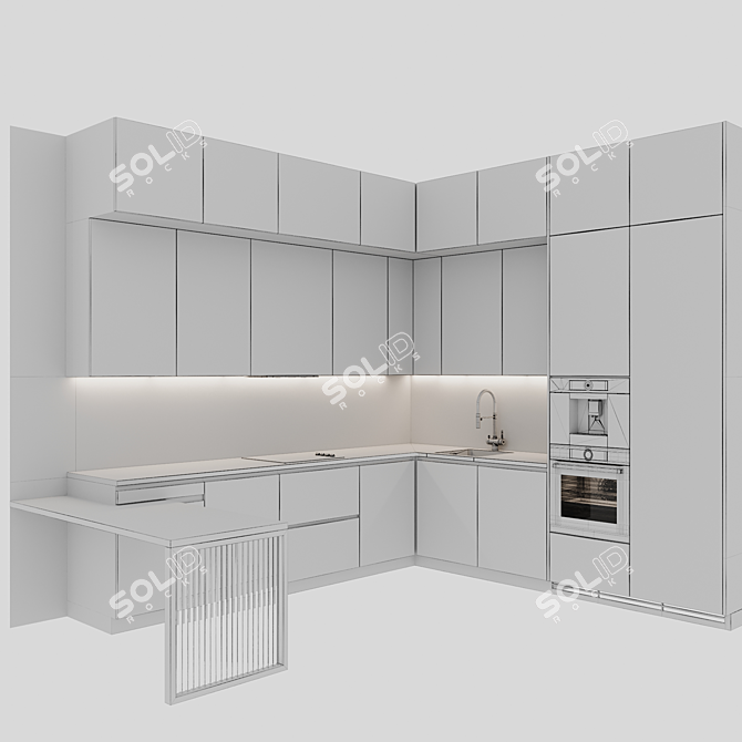 Customizable Modern Kitchen 255 3D model image 7
