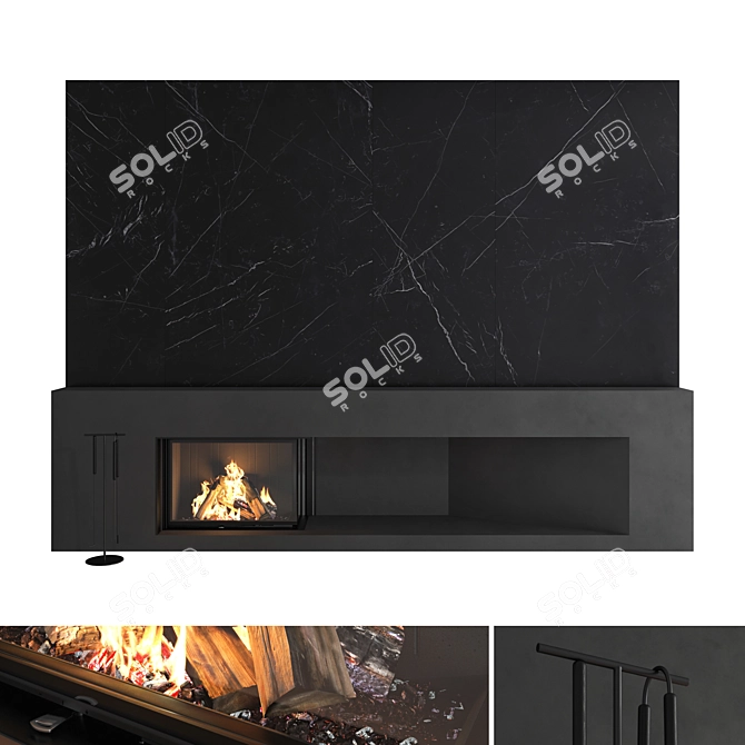 Modern Wall Fireplace Set 51 3D model image 1